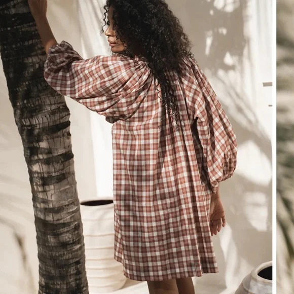 Daughter’s of India Plaid Long Sleeve Dress - Picture 4 of 5